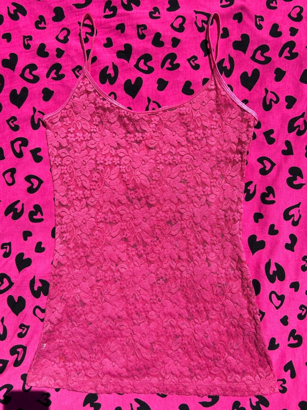 Ruby Ribbon Hot Pink Lace Cami